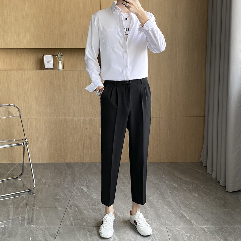 面试正装男衬衣西裤两件套结婚工装制服职业套装发型师衬衣裤子