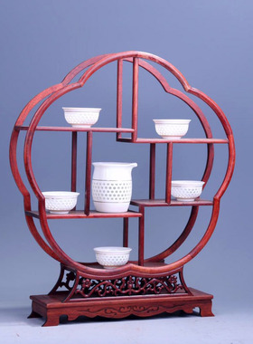 红酸枝木小博古架实木中式多宝阁置物架茶壶茶具架子W展示架收纳