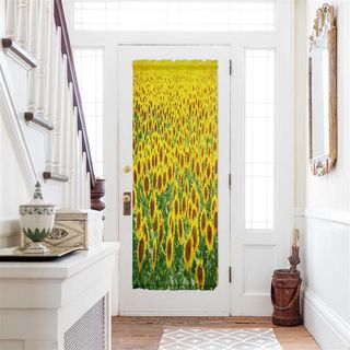 速发Yellow Sunflower Farmland Plant Door Curtains Decor Home