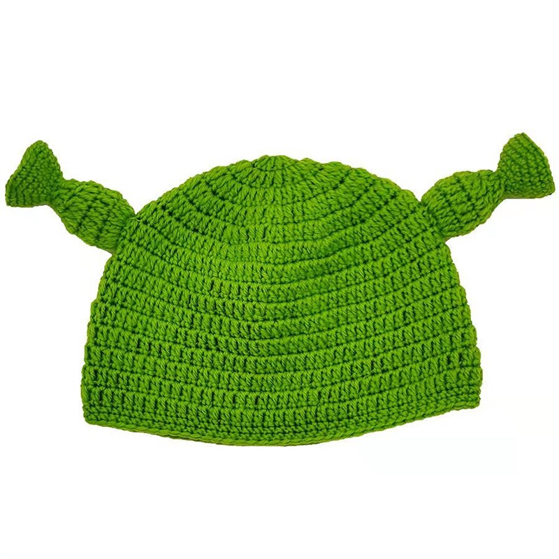 推荐痞幼同款史瑞克搞怪毛线针织帽 shrek winter hat cap handma