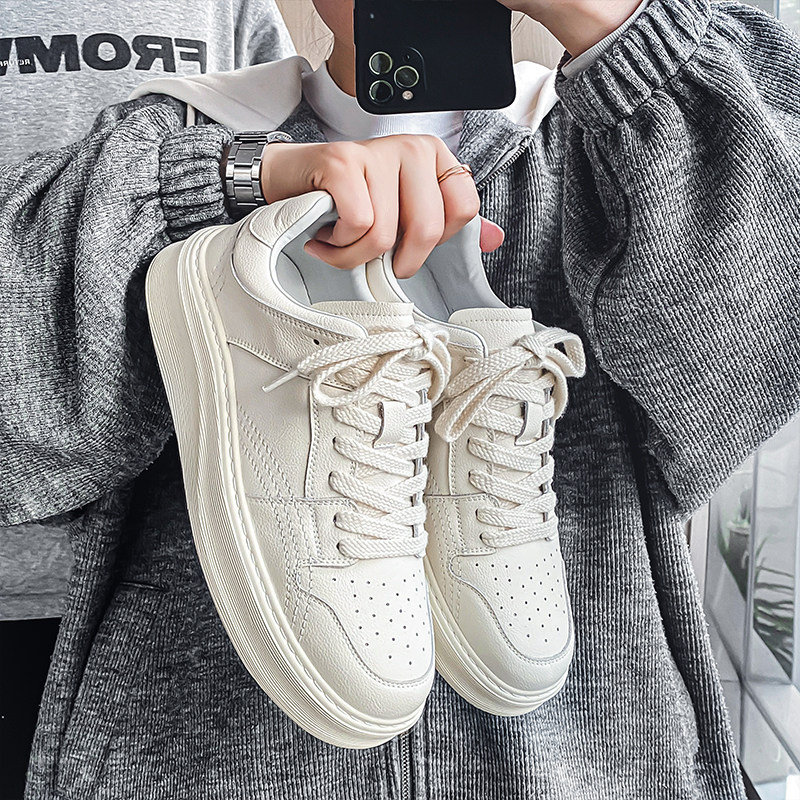 厚底小白鞋男鞋2023秋季潮流百搭高级感休闲鞋子男款白色运动板鞋