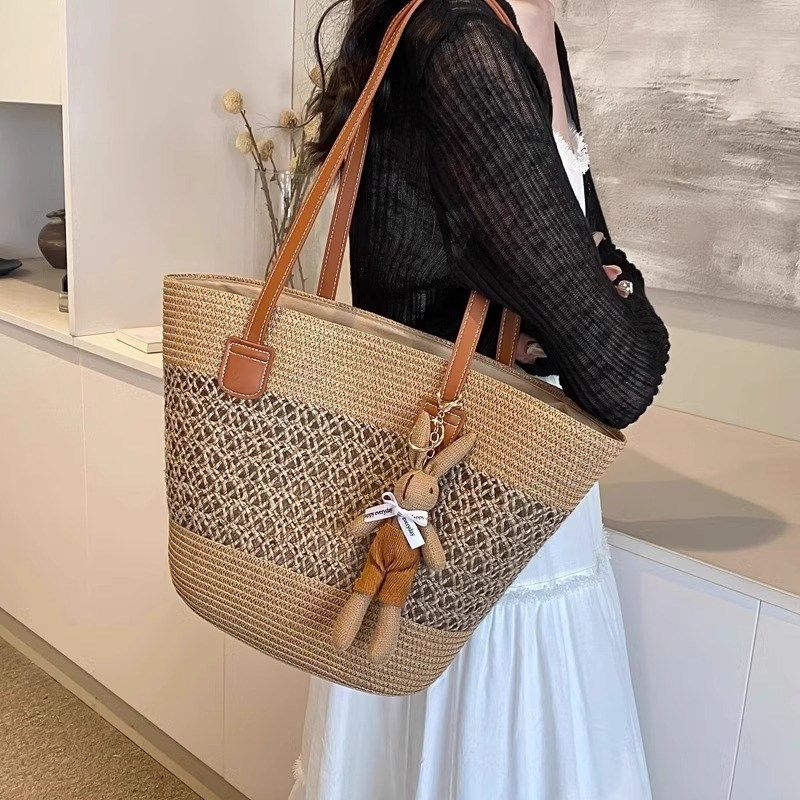 夏季流行度假风菜篮子编织包女海边草编包时尚百搭通勤单肩水桶包,箱包皮具/热销女包/男包,托特包,淘宝优惠券,粉丝福利购,淘宝优惠卷