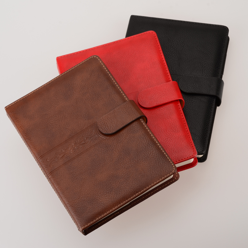 高档商务办公b5黑色皮面记事本复古C笔记本子文具定制广告印刷log