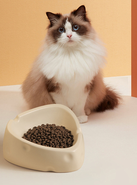 现货insd猫碗陶瓷猫粮碗喂水斜口饭碗喂食碗保护颈椎防打翻猫食盆