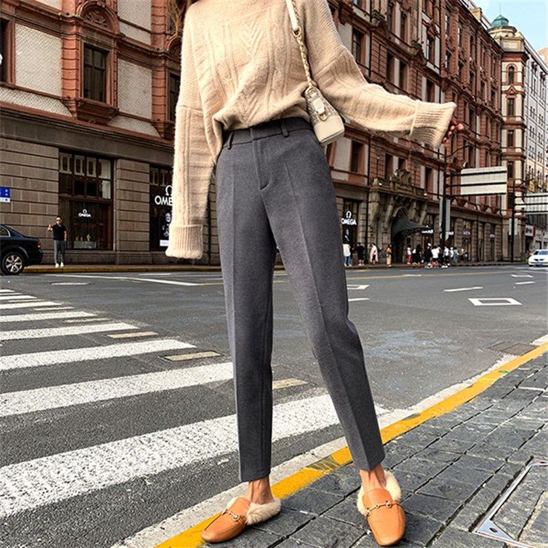 秋冬毛呢西装裤女九分裤小脚哈伦裤直筒显瘦萝卜裤加厚宽松烟管裤,女装/女士精品,西装裤/正装裤,淘宝优惠券,粉丝福利购,淘宝优惠卷