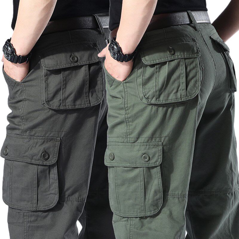 春秋宽松大码工装裤男士潮流中裤下装干活多口袋休闲直筒马裤,男装,休闲裤,淘宝优惠券,粉丝福利购,淘宝优惠卷