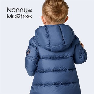 保姆麦克菲 儿童羽绒服长款过膝加厚宝宝白鸭绒男童女童冬装外套