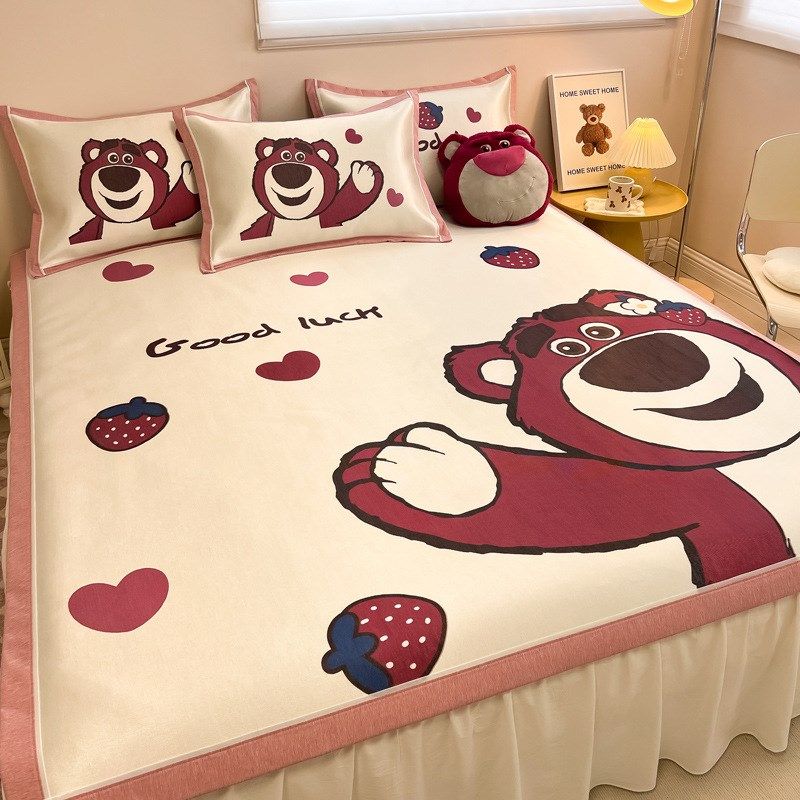 夏季A类卡通冰丝凉席三件套 少儿学生宿舍空调软席子可水洗冰藤席,床上用品,冰丝席,淘宝优惠券,粉丝福利购,淘宝优惠卷