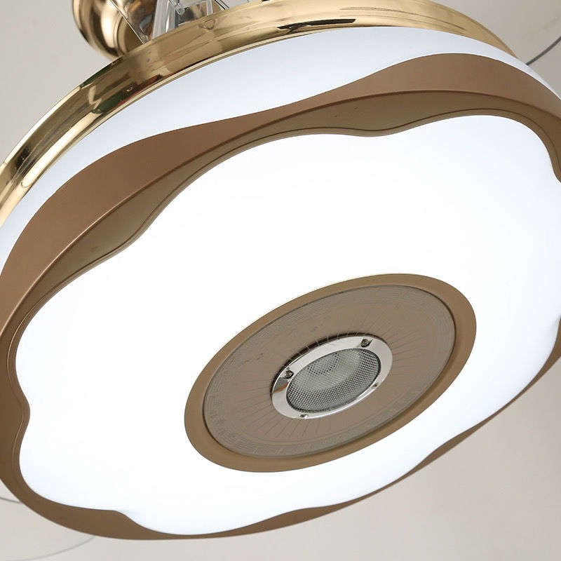 家用简约现代客厅餐厅卧室吊扇灯带蓝牙音箱O乐隐形电风扇一体吊