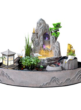 大型假山流水喷泉摆件别墅庭院鱼池室外公司花园落地鱼缸装饰造景