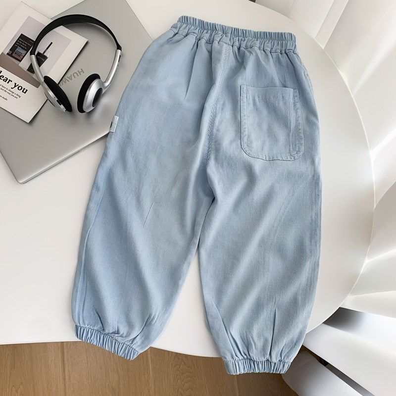 男童薄款夏季牛仔长裤帅气儿童柔软透气防蚊裤小童宽松束脚裤