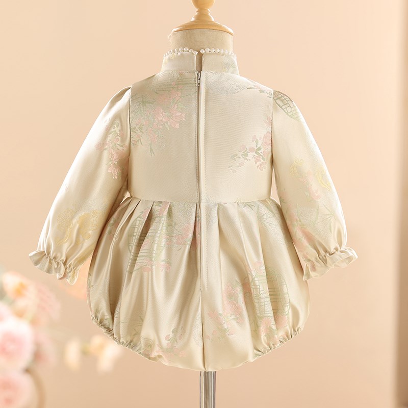 女宝宝周岁包屁礼服秋冬婴儿抓周宴小童生日旗袍百日唐装冠衣
