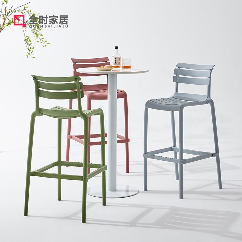 户外吧椅家用中古现代简约阳台茶吧前台庭院餐吧椅室外高脚吧凳