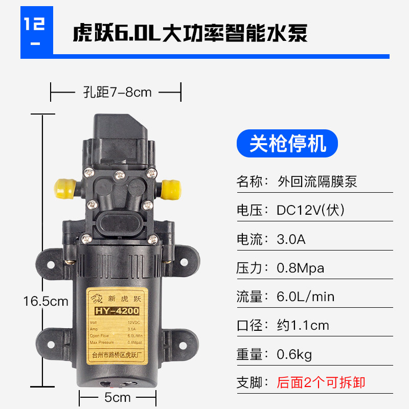 工厂销智能c压力关枪停机12v 伏电动喷雾器水泵大功率打药浇花隔