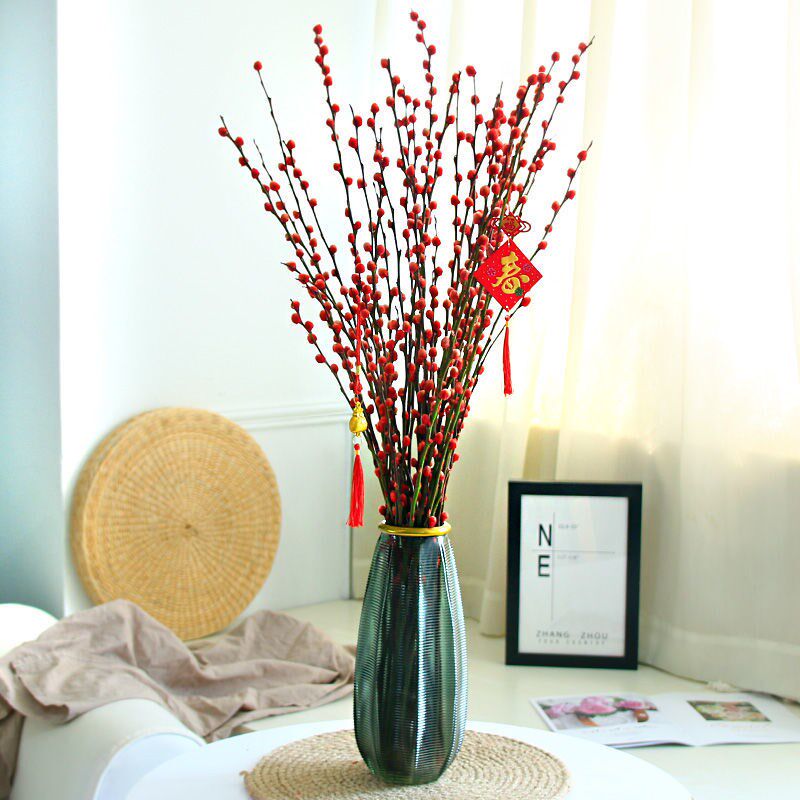 银柳真花鲜枝年宵花红色银柳干花耐寒盆栽水培花卉易活植物室