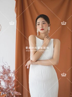 影楼新款孕妇主题服装高级感法式白色纯欲风连衣裙孕妈咪主题服装