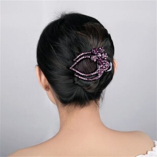 成人大号发夹鸭嘴夹三齿夹盘发插梳发卡韩式水钻发梳W头饰带齿发