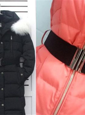 腰带女韩版简约百搭松弹力紧羽绒服腰封 连衣裙带黑色加长胖人5cm