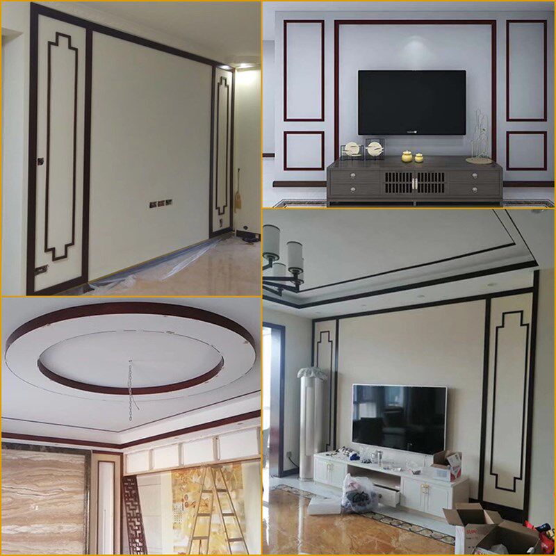 定制实木平板装饰木线条新中式吊顶原平板压n边收边封边红橡水曲