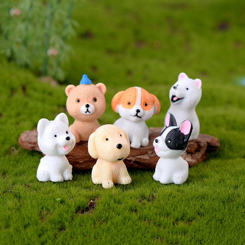 极速Resin Miniature Cute Puppy Figurines DIY Desktop Mini Mi