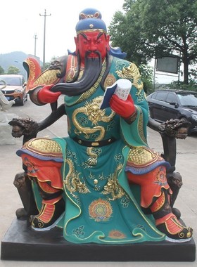 关二爷关公神像关羽树脂玻璃钢铜雕木雕生漆脱胎彩绘摆件厂家直销