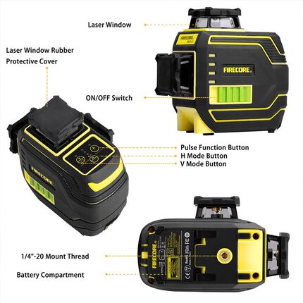 推荐FIRECORE 3D 12Lines 360 IP65 Green Laser Level F94T XG A