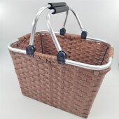 车载防潮仿藤编收纳筐手提车载杂物整理篮储物篮野餐篮防水现货