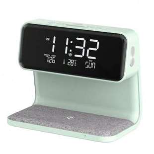 床头小夜灯闹钟数字显示t器无线充电电子时钟桌面台式 带温度学
