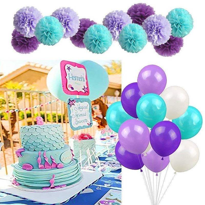 速发推荐76PCS Mermaid Theme Party Decoration Mermaid Birthda