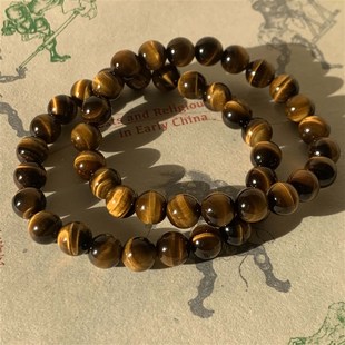 建木信使|【高品质】天然黄虎眼石水晶手串无优化原石原矿