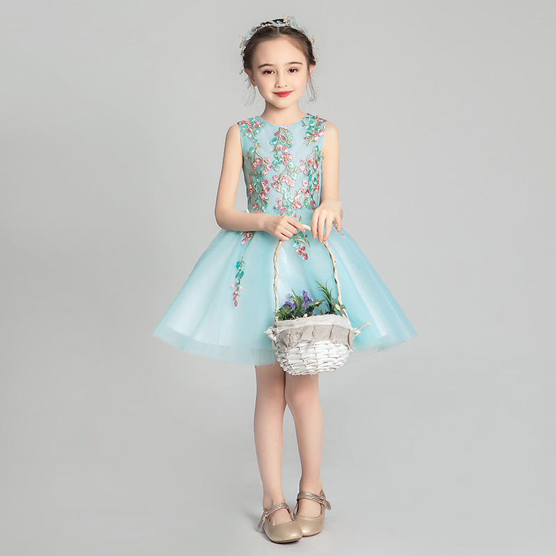 儿童晚礼c服公主裙女童模特走秀洋气婚纱演出服装小主持人表演服