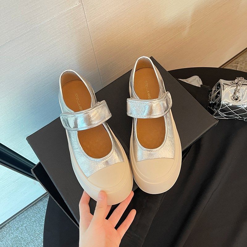 传祺女鞋~e露思同款银色大头玛丽珍鞋软底不累脚魔术贴单鞋凉鞋夏,女鞋,玛丽珍鞋,淘宝优惠券,粉丝福利购,淘宝优惠卷