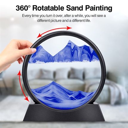 极速Moving Sand Art Picture Round Glass 3D Hourglass Deep Se