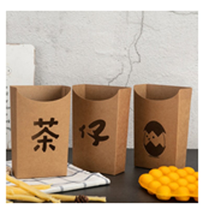 一次性牛皮纸餐盒现p货鸡蛋仔纸盒薯条打包盒蛋壳奶茶店打包盒