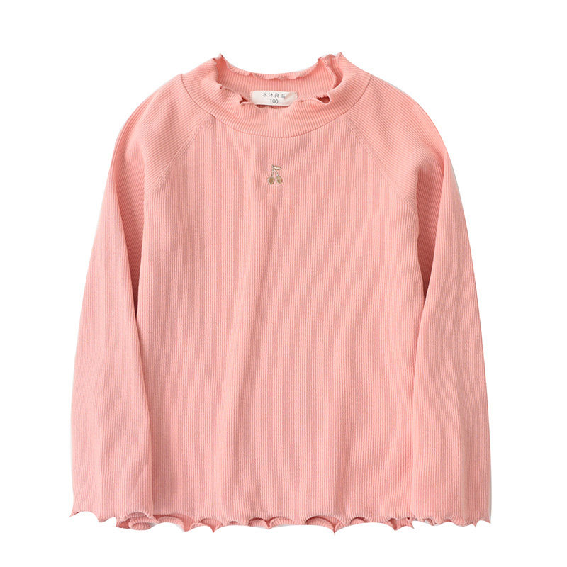 儿童纯棉罗纹打底衫 女童半高领长袖T恤 木耳边上衣春秋新款童装,童装/婴儿装/亲子装,T恤,淘宝优惠券,粉丝福利购,淘宝优惠卷