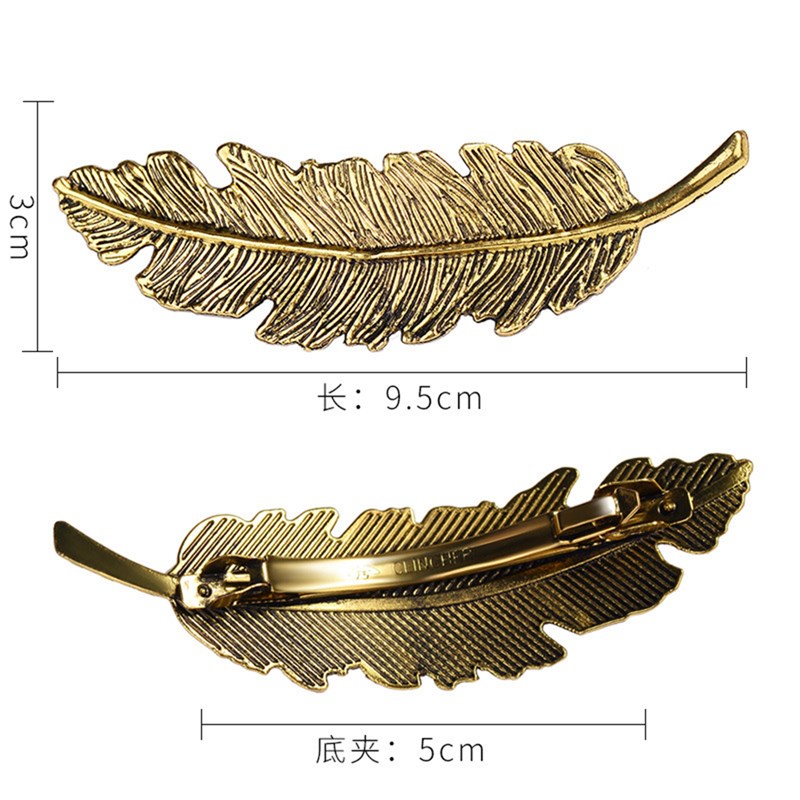 推荐New Alloy Vintage Hair Clip Feather Leaf Shape Barrette