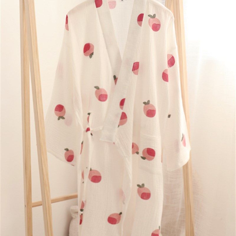 简约甜美风~纱布 柔软透气和服浴袍 睡袍春夏款宽松睡裙女款