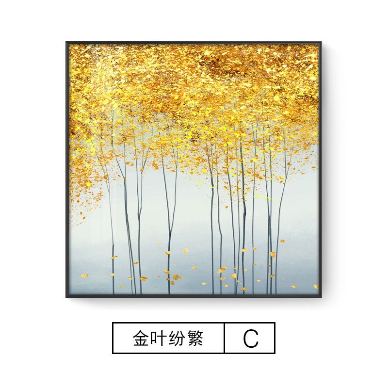 新中式餐厅装饰画饭店客厅墙简约挂画玄关过道走廊抽象发财树壁画图片