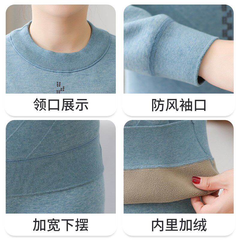 中老年妈妈保暖内衣女加厚加绒套装冬季老人老年人女士保暖衣冬天