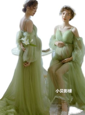 影楼新款孕妇拍照服装法式轻薄超仙可爱大肚孕妈咪艺术照摄影衣服