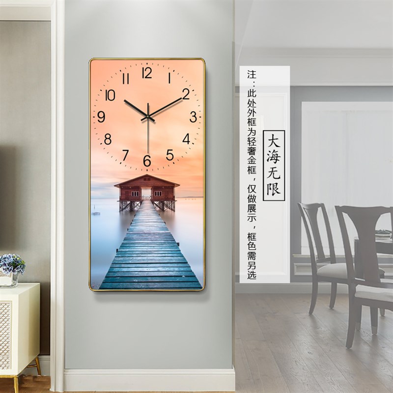 北欧装饰画钟表挂钟客厅轻奢现代简约时钟挂墙家用时尚挂表长方形图片