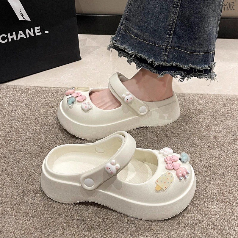 现货玛丽珍洞洞鞋女一脚蹬evva可爱少女心夏季凉鞋通勤百搭拖鞋女