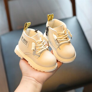 女宝宝棉靴英伦风马丁靴婴儿鞋子冬款软底学步1一2-3岁男小童靴子