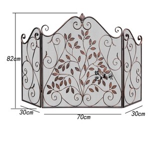 a乡村铁艺复古壁炉屏风隔断带网三折壁炉门装 饰新品 美式 新品 火炉