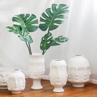 Flowvrs Ceramic Creatiee Vase Flowers Face ArtifiQcial