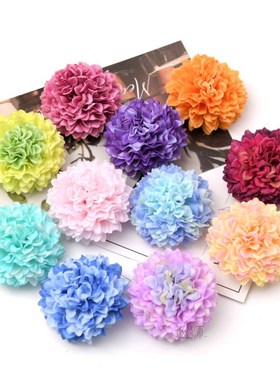50pcs 5cm Pompom Artificial Silk Flowers Head Hydrangea Home