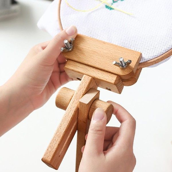 新品wooden embroidery hoop adjustable desktop stand stitch r