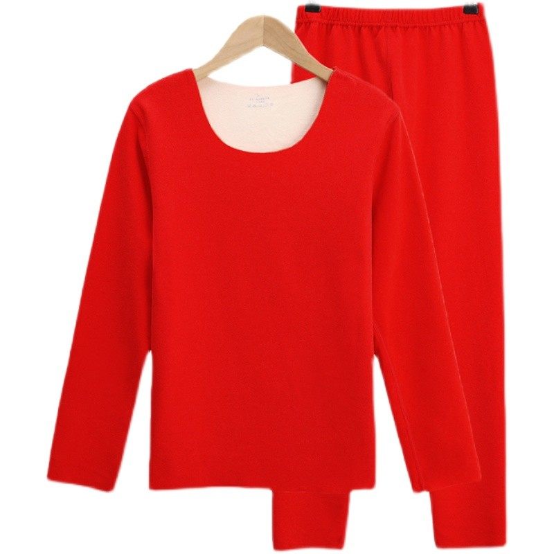 本命年德绒保暖内衣女套装加绒加厚发热秋衣秋裤大红色打底衫,女士内衣/男士内衣/家居服,保暖上装,淘宝优惠券,粉丝福利购,淘宝优惠卷