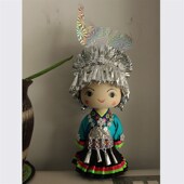 黄果树旅游特产手信 卡通娃娃 颜色随机发高30cm Q版 苗族民族娃娃