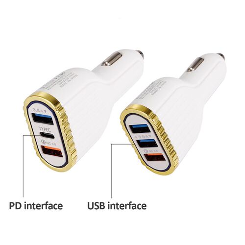 QC 3.0 3.5A Dual USB Car Charger Quick Charge With PD Port T